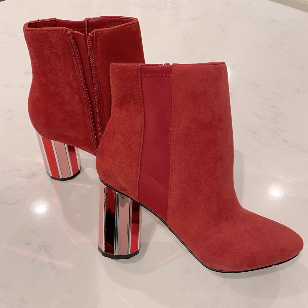 Suede Mirrored Heeled Booties
